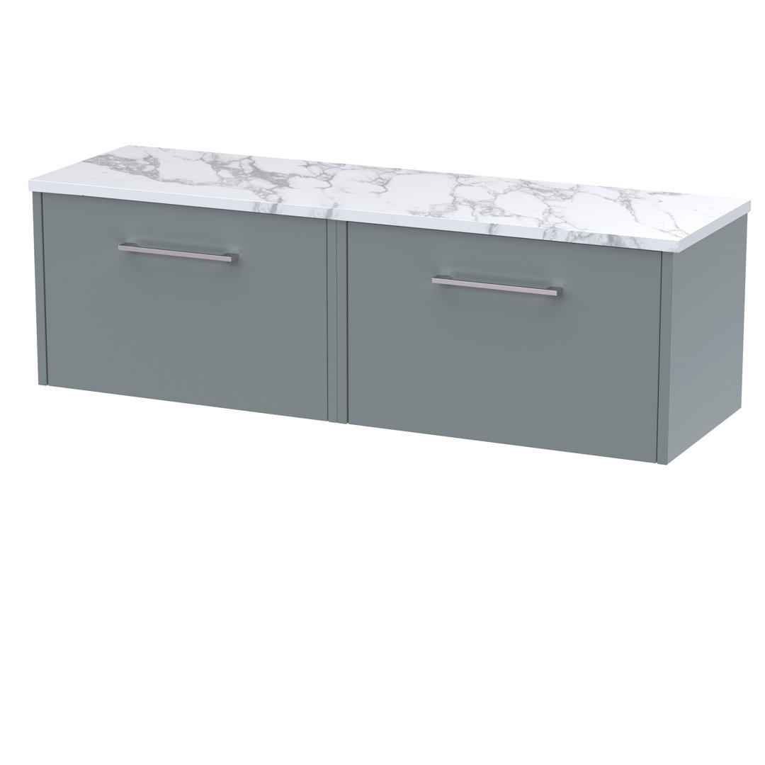 Hudson Reed Juno 1200Mm Wall Hung Vanity - Coastal Grey - 2 Drawer - Soft Close - Image 2
