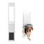 Porte pour animaux de compagnie réglable à porte coulissante en verre pour grands chiens, d'une hauteur de 75,9 po à 80,7 po, cadre en aluminium blanc