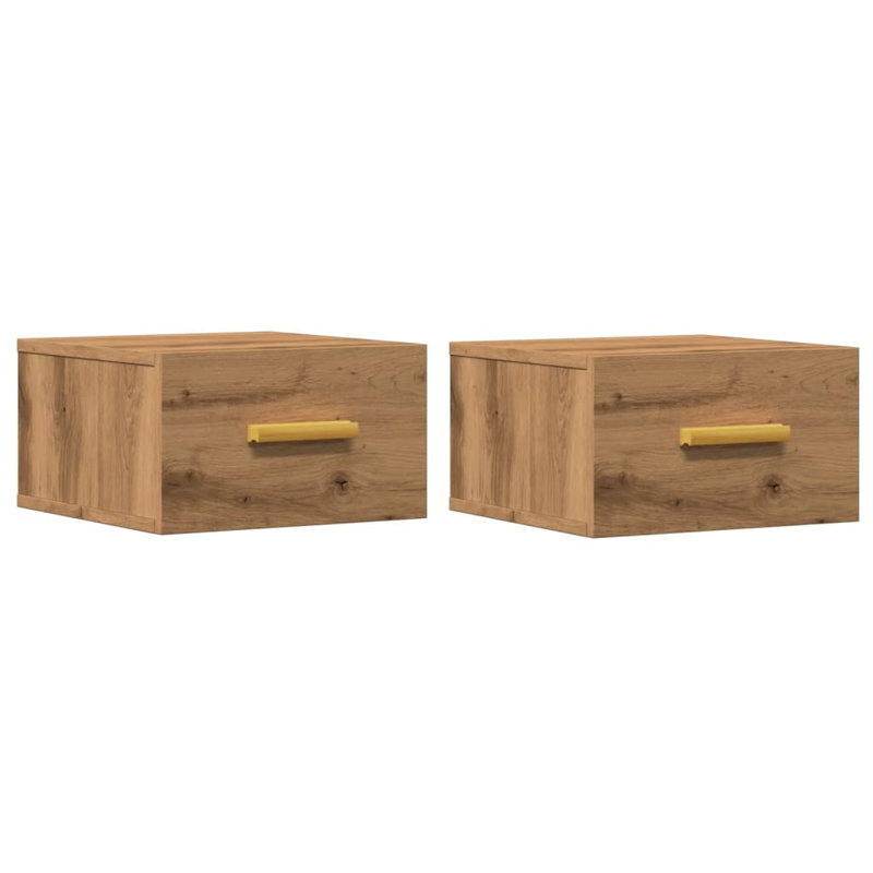 Santucci 35cm W Manufactured Wood Bedside Table, Set of 2, Artisan Oak