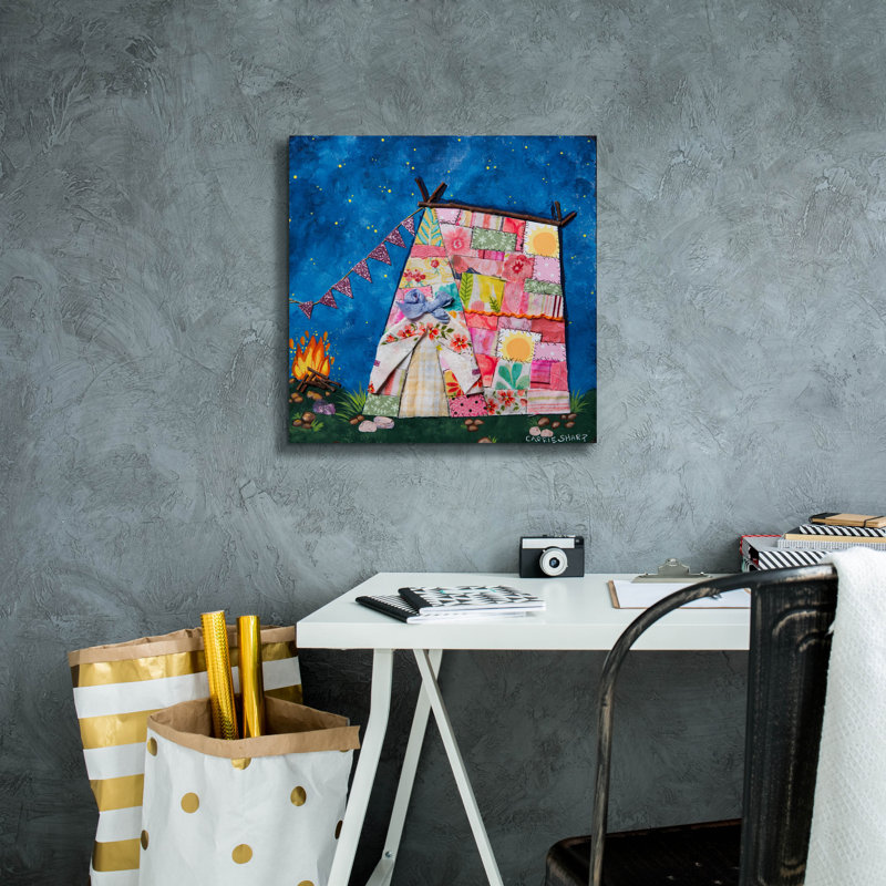 Toile épique Graffiti «Nightime by the Fire» par Carrie Sharp, 18 po x 18 po