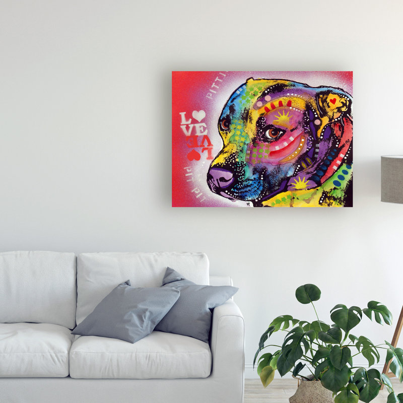 « gratitudey bull pitie love », reproduction d’impression sur toile tendue, H 18 po x l 24 po x P 2 po