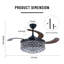 Ventilateur de plafond 42 po à 4 pales en cristal DEL avec télécommande et ensemble d'éclairage inclus Emerito-1303838864