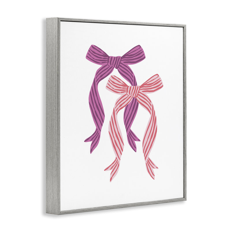 Magenta & Red Double Bow Framed Giclee, design by Krissy Mast, Farmhouse Grey Framed Giclee, 30" H x 24" W