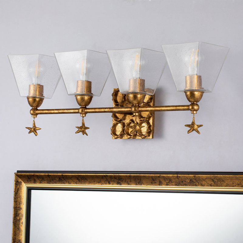 Star 4 Light Bath Bar, White/Gold