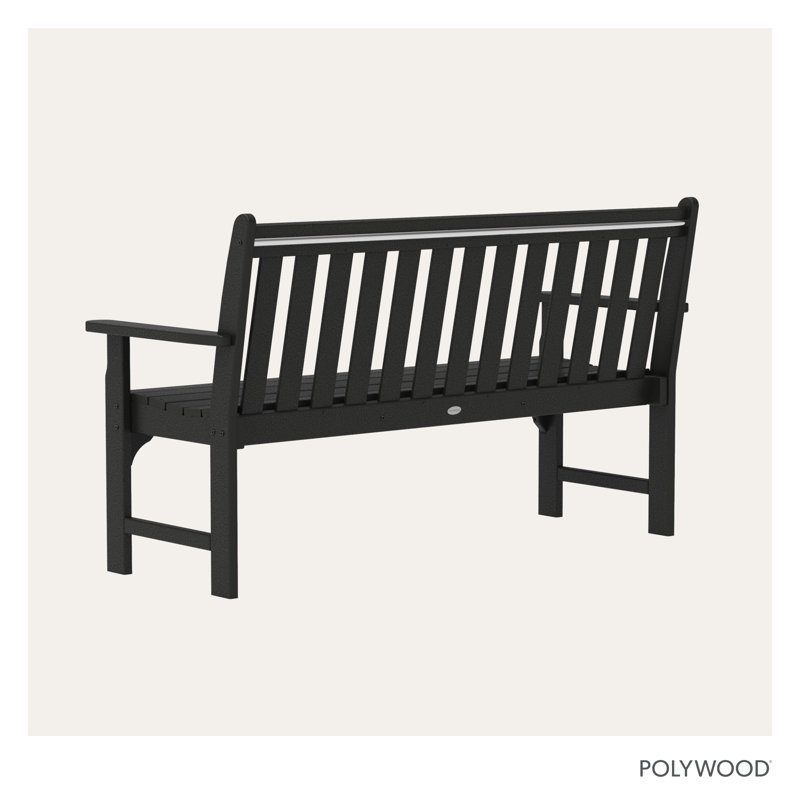 POLYWOOD Vineyard Patio Bench, 35.25" H x 60" W x 24" D, Black
