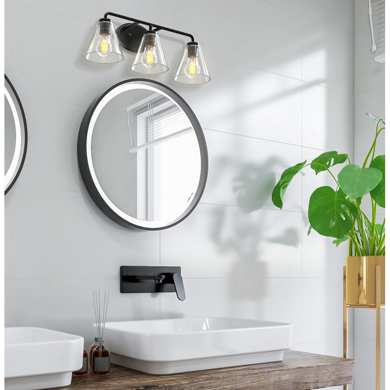 Éclairage pour salle de bain 3 lumières Regis, Noir mat
