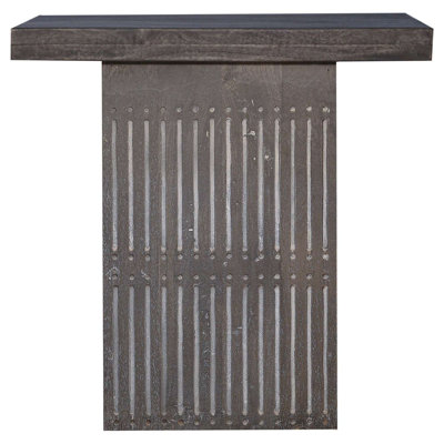 Hand Carved Ash Gray 24" Square Wood End Table
