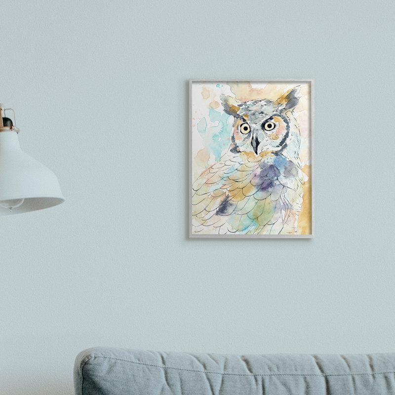 «Majestic Owl» par Annie Warren - Peinture sur toile, H 14 po x l 11 po, Estampe numérique Farmhouse