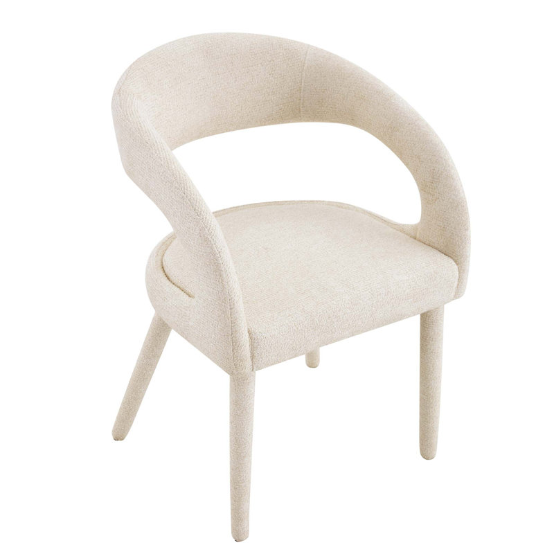 Chaise rembourrée moderne avec dossier creux et support ergonomique, Off White