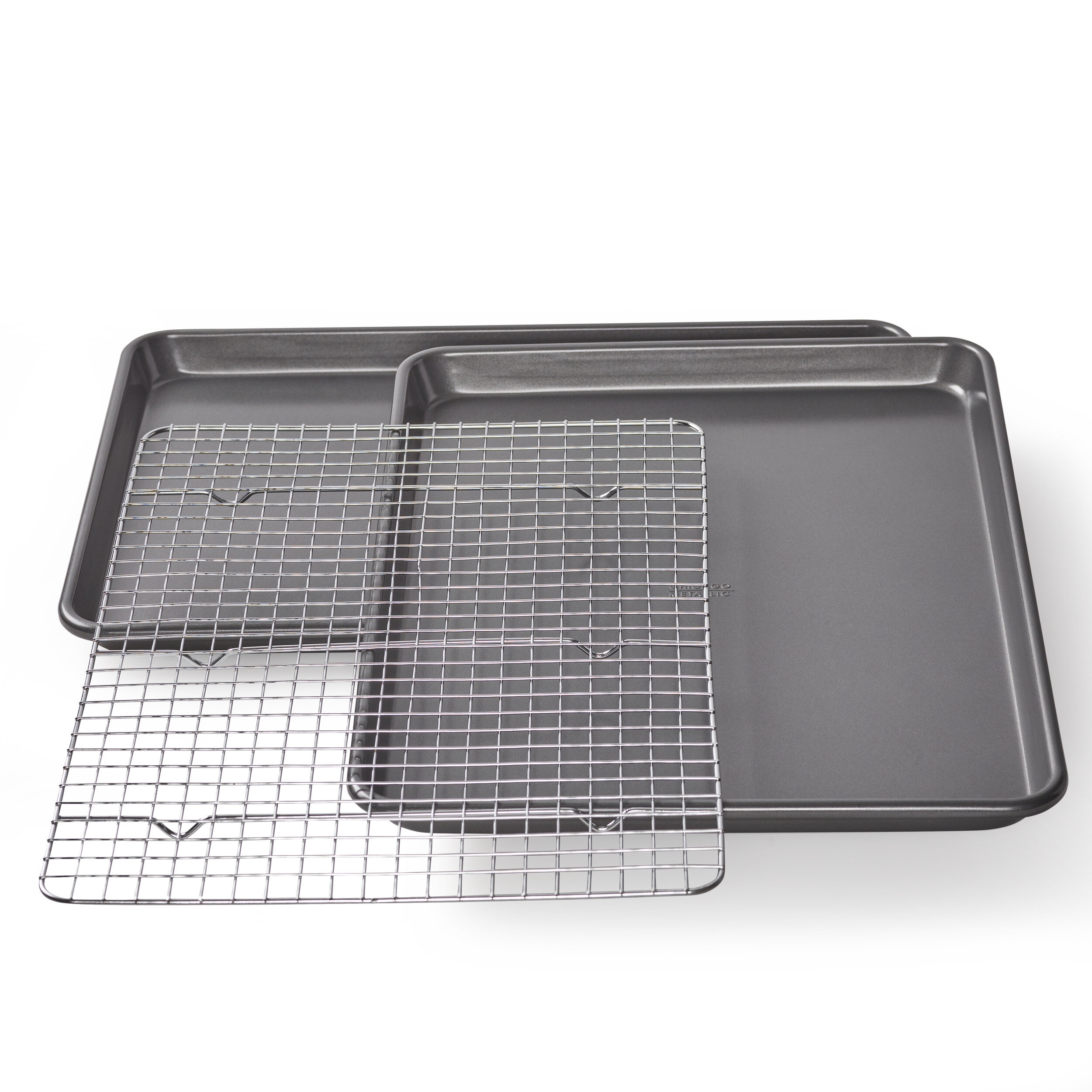 Nutrichef Professional Non-Stick Baking Sheets, Cookie Pan Aluminum Bakeware with Cooling Rack