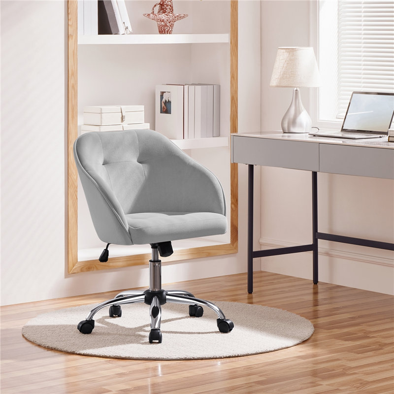 Knudtson Velvet Task Chair, Light Gray