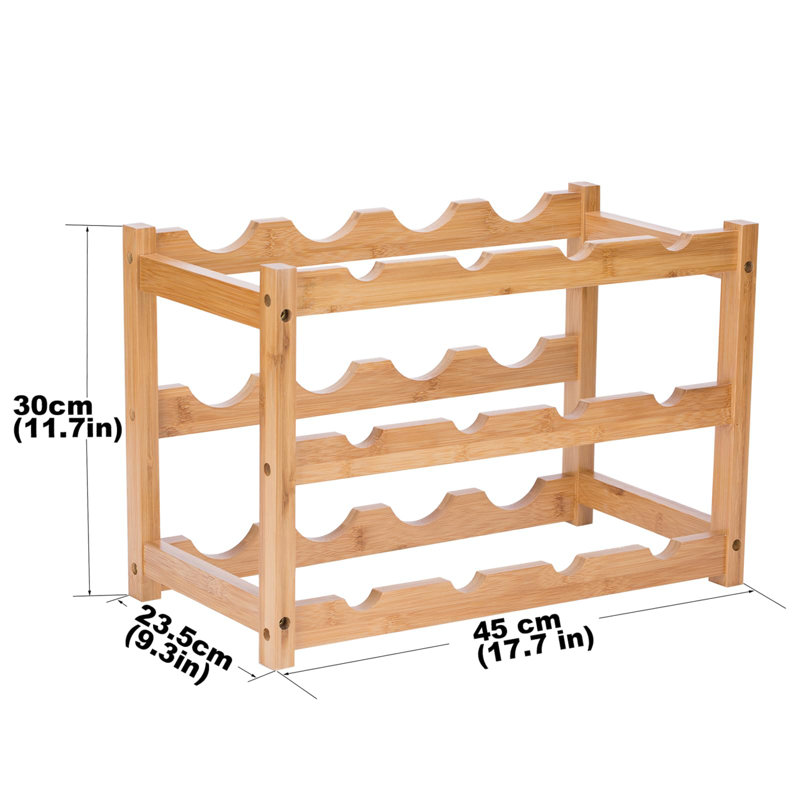 12 Bottle Tabletop Wine Bottle Rack Beige