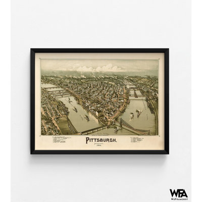 Pittsburgh-Pa 1902, affiche de vue de vieux oiseaux de Puttsburgh, impression d'art mural antique de la ville des États-Unis, décoration murale de bar rétro Pttsburgh