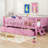 Wood Twin Size Platform Bed With Guardrail And 2 Drawers-2075429898