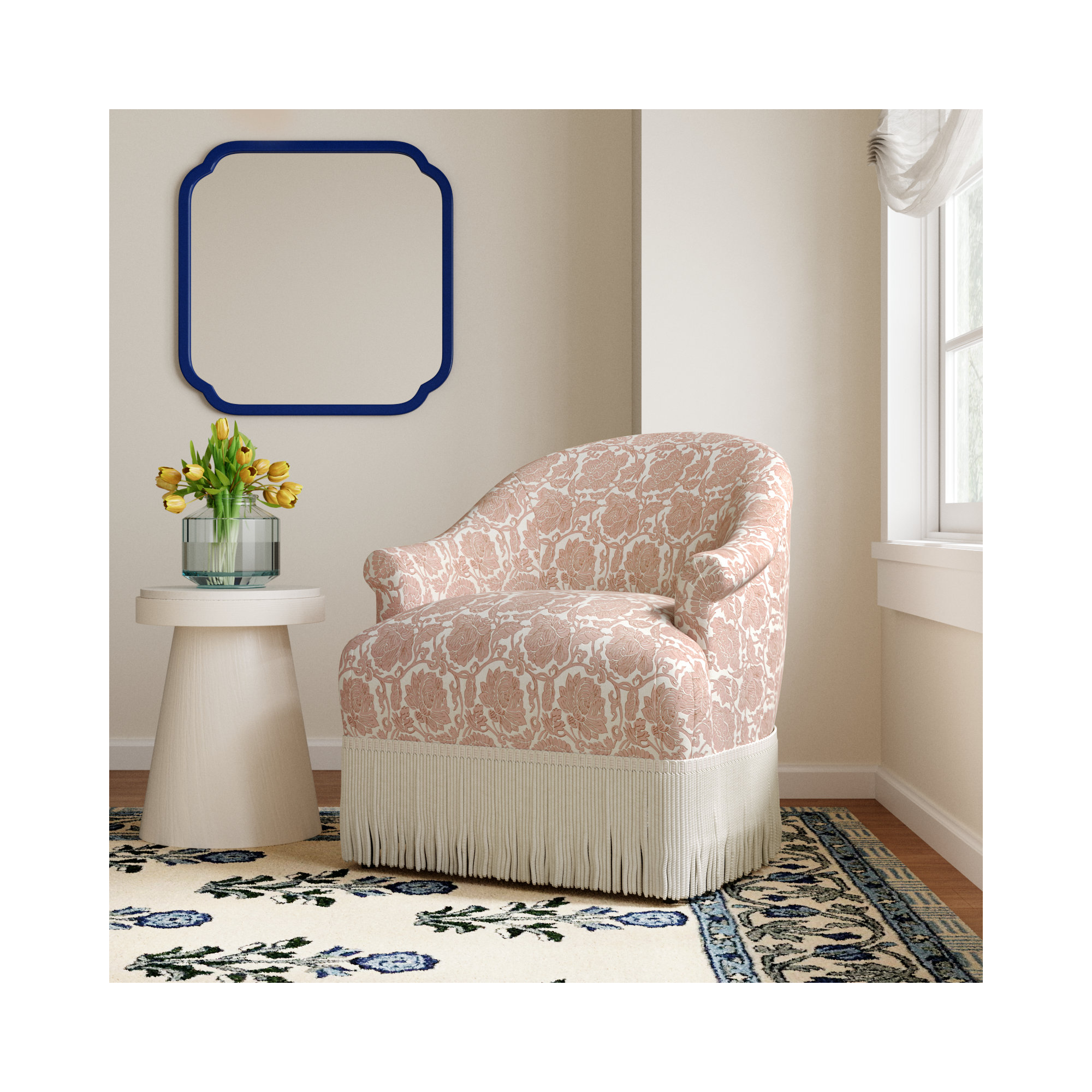Callie Barrel Chair, Japanais Dusty Pink, Ivory
