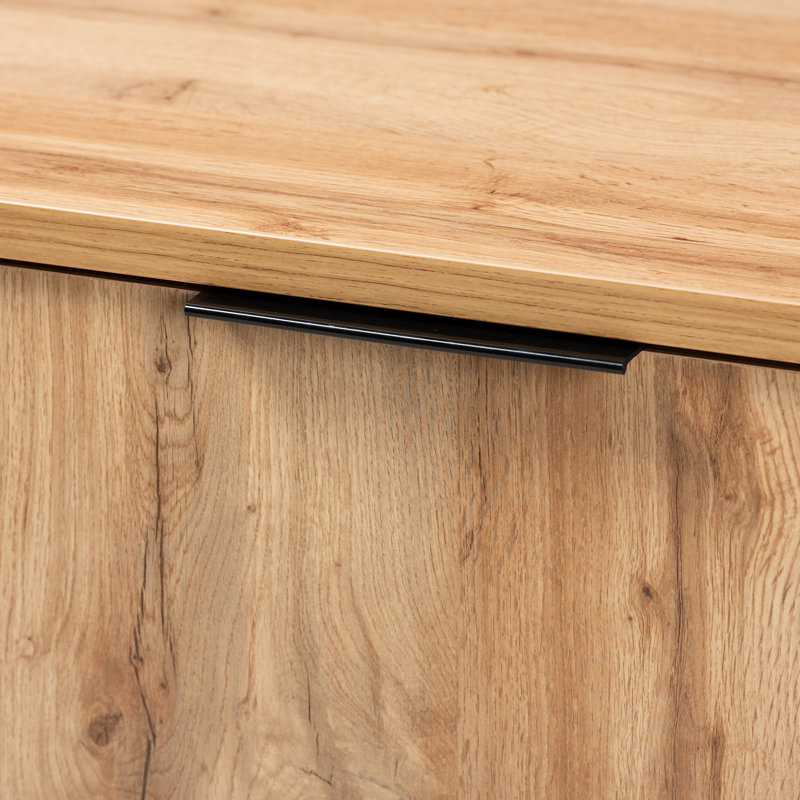 Reid Natural Oak and Black Metal Sideboard Buffet