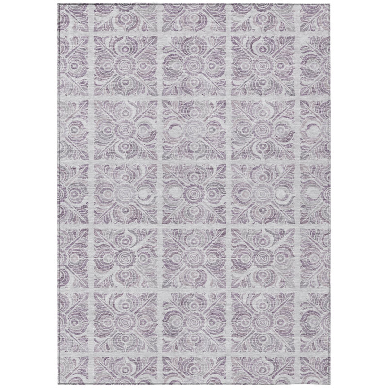Tapis intérieur / extérieur argenté 9 'x 12' Medallion