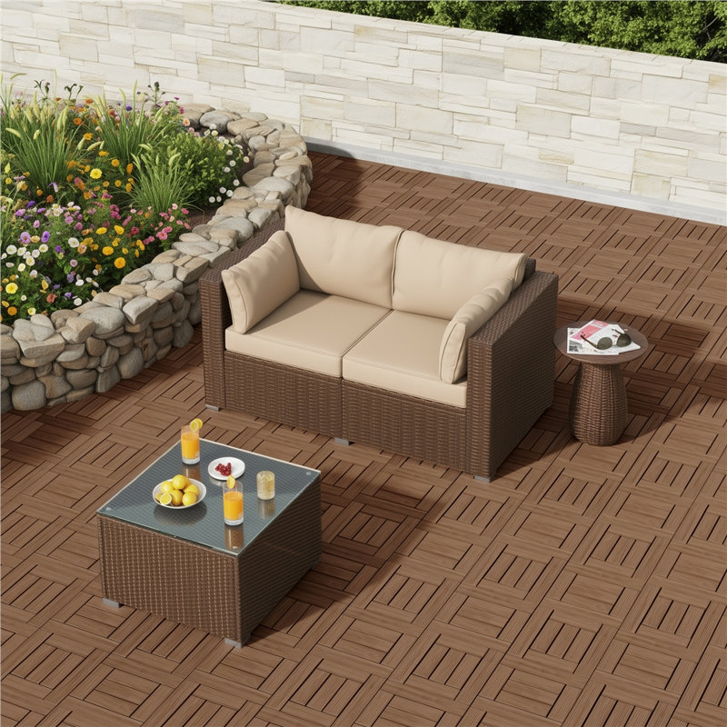 Paquet de 27 tuiles de plancher en bois de sapin emboîtables 12 po x 12 po, Brun