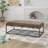 Upholstered Metal Ottoman Bench with Plush Cushioning and Brushed Gold Frame, Perfect for Modern and Classic Interiors.-823744004