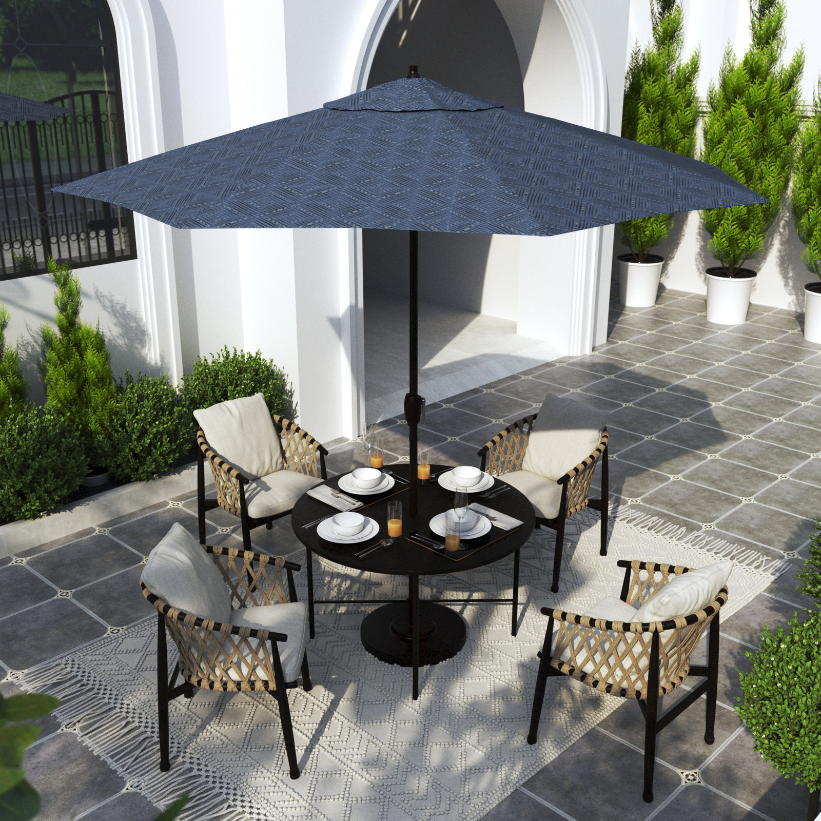 Astraea 108'' Outdoor Umbrella, Domino Lagoon - Pacifica Premium