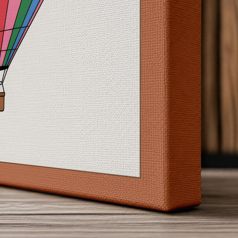 Geometric Hot Air Balloon Retro - Wrapped Canvas, 24x16 - 61.0 x 40.6 cm, Terracotta Border