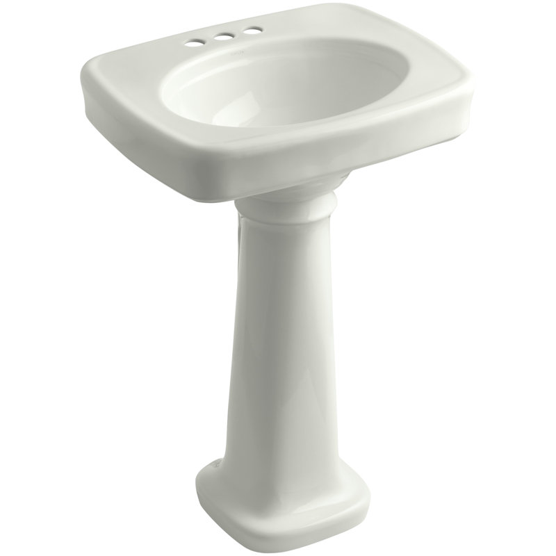 Bancroft 28" Tall Ceramic Vitreous China Rectangular Bathroom Sink, Sandbar, 8" Centers, 35.25" H x 21" W x 24" L