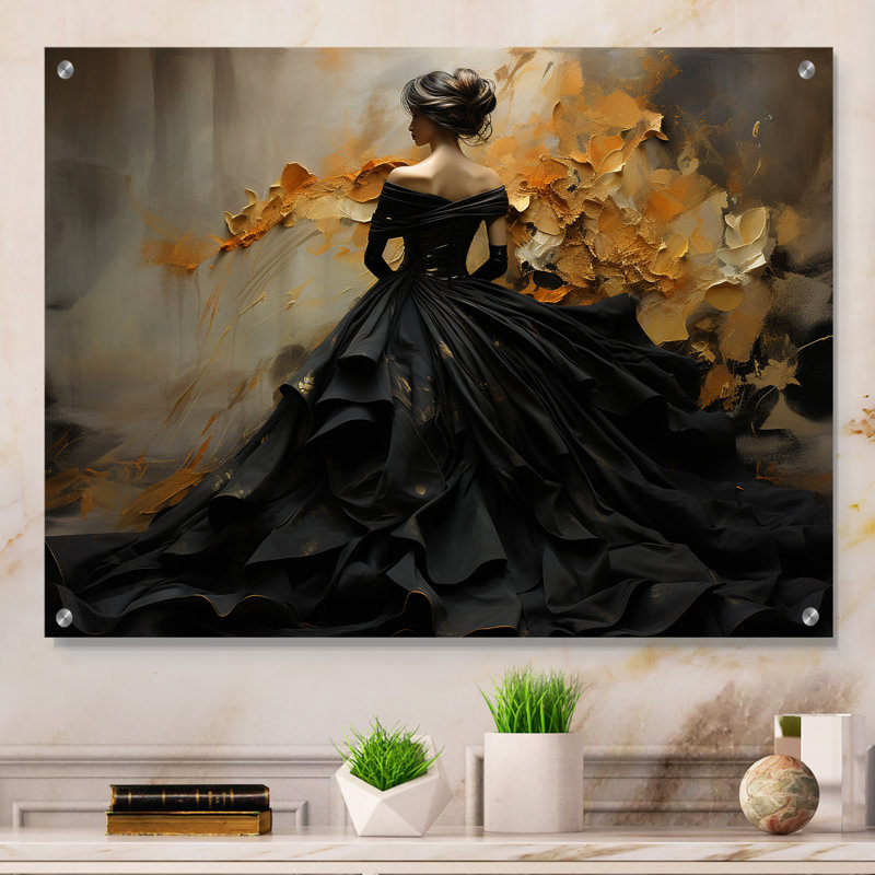 Fashion Elegance Unveiled Gold - Fashion Acrylic Wall Art, 30" H x 40" W