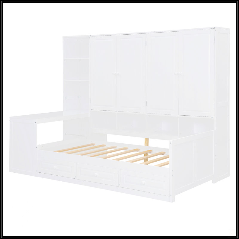 Lit de jour en bois avec trois tiroirs, Lit simple