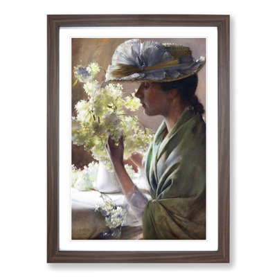 Lady with a Bouquet by Charles Curran - Framed Print