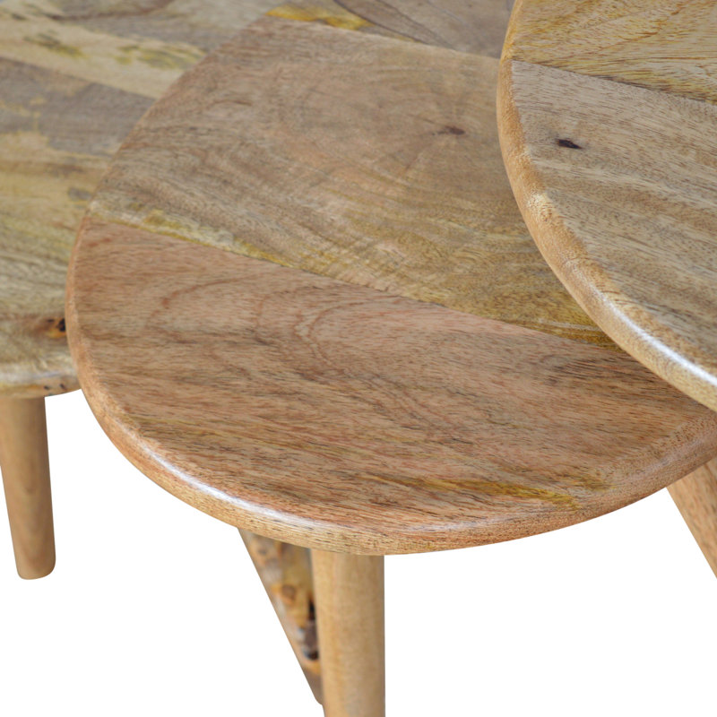 Scandinavian Solid Wood Nesting Side Table Set