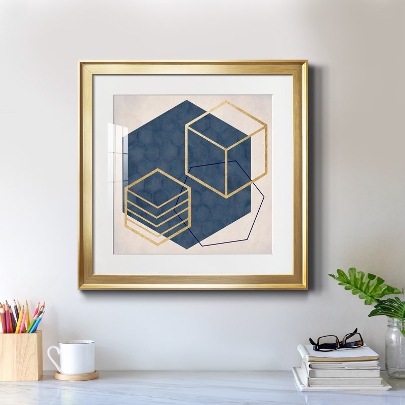Geo II - cadre photo, Papier encadré doré, H 17,5 po x l 17,5 po x P 1,5 po