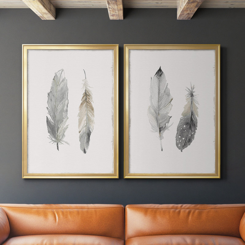 «Flight of Fancy I», ensemble de 2 reproductions encadrées sur toile, Or, H 41,25 po x l 61 po x P 1,25 po