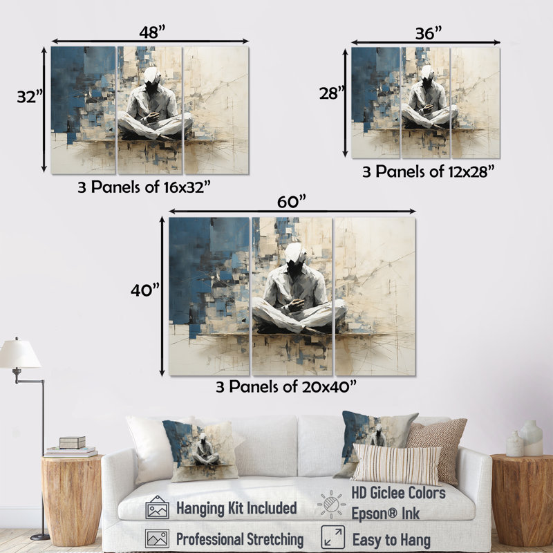 Grovetown - ensemble d'art sur toile de yoga, H 32 po x l 48 po x P 1 po
