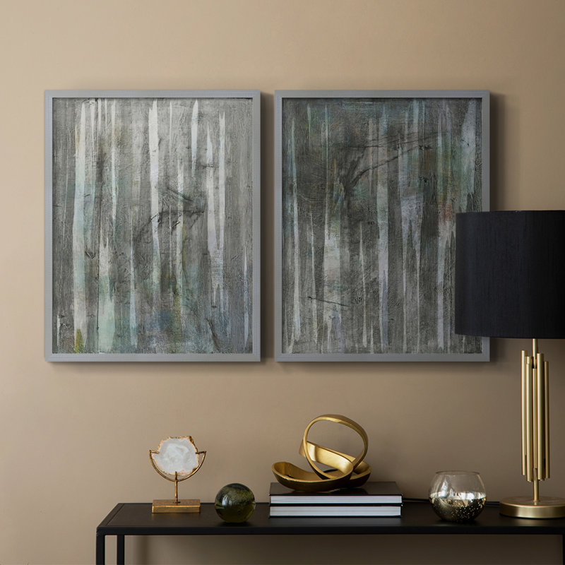 «Birch Forest Abstracts I», reproduction encadrée de qualité supérieure - prête à être accrochée - aucun clou requis - aucun clou requis