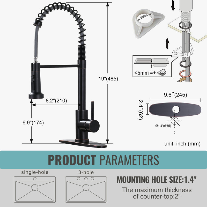 WOWOW Pull Out Kitchen Faucet, Oil Rubbed Bronze