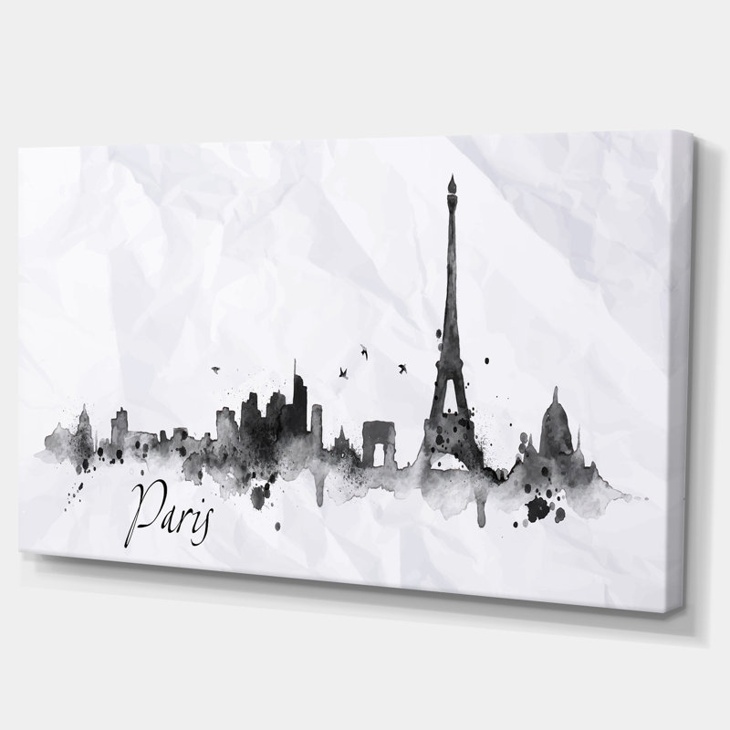 Paysage urbain «Paris with Eiffel Silhouette», peinture, H 20 po x l 40 po x P 1 po, H 36 po x l 46 po x P 1,5 po