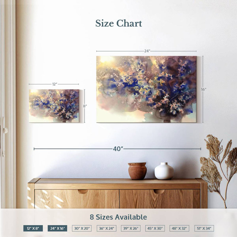 Avery Cherry Floral Abstract, 16" H x 24" W