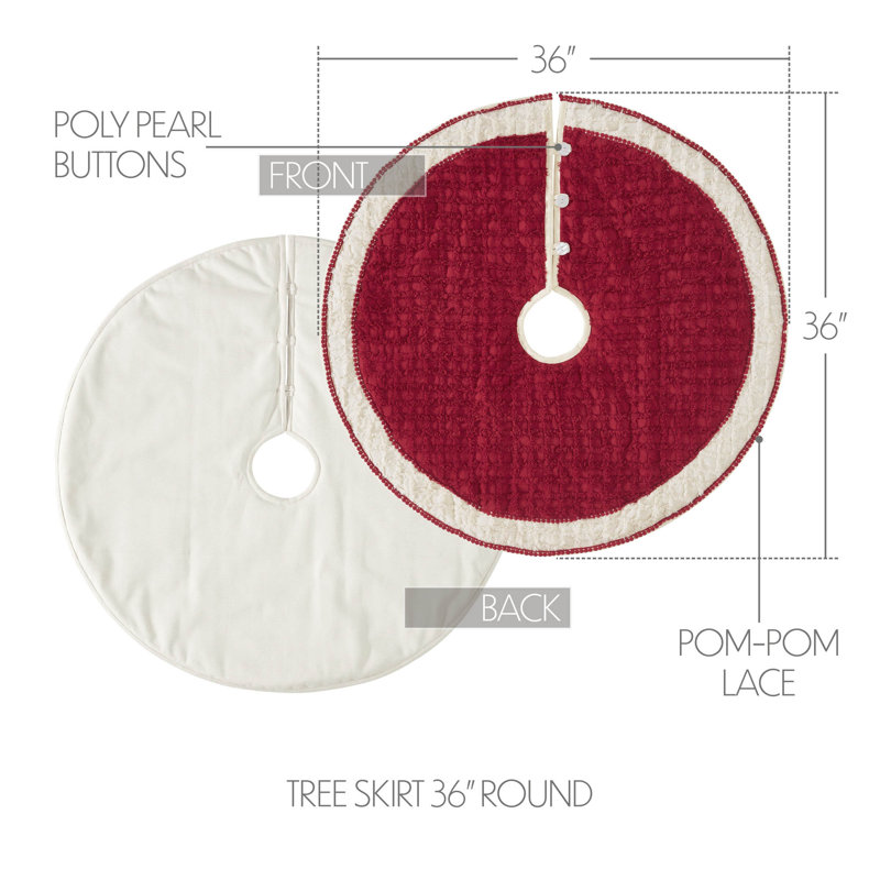 Kringle 36" Red and Creme Chenille Christmas Tree Skirt