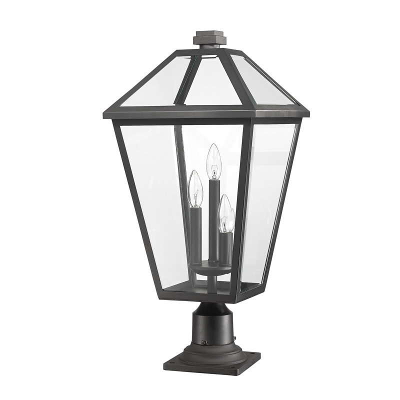 Anaye Post Mounted Light, Black, Beveled, 25.25" H x 12.25" W x 12.25" D