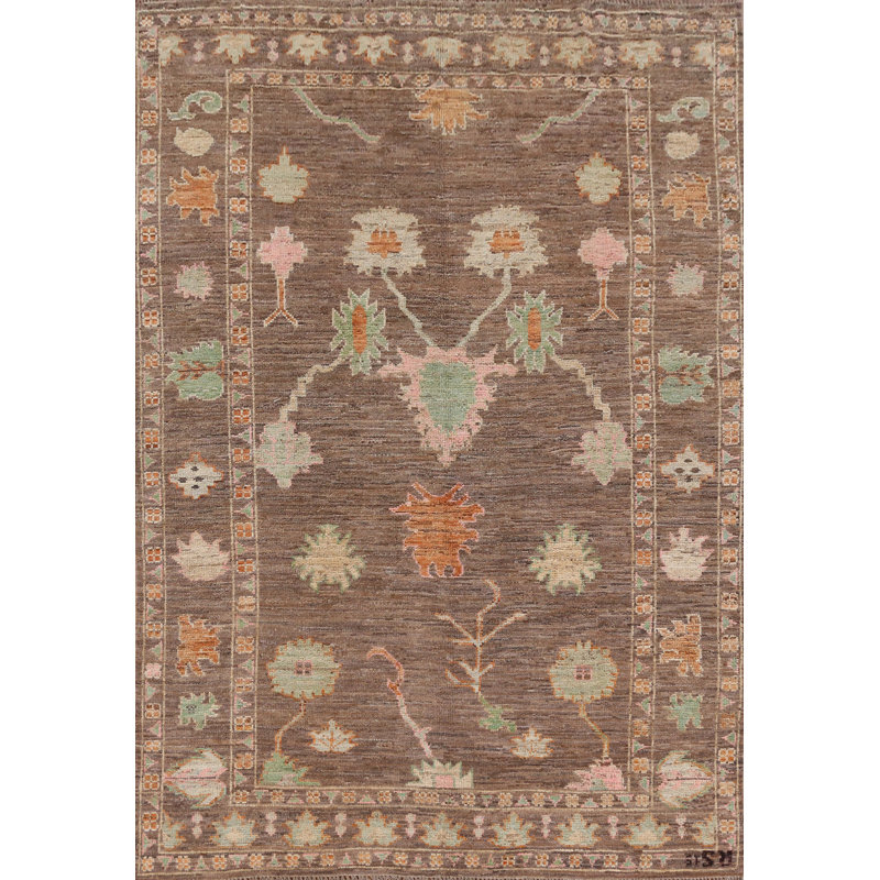 Tapis brun All-Over Oushak brun 7 x 10