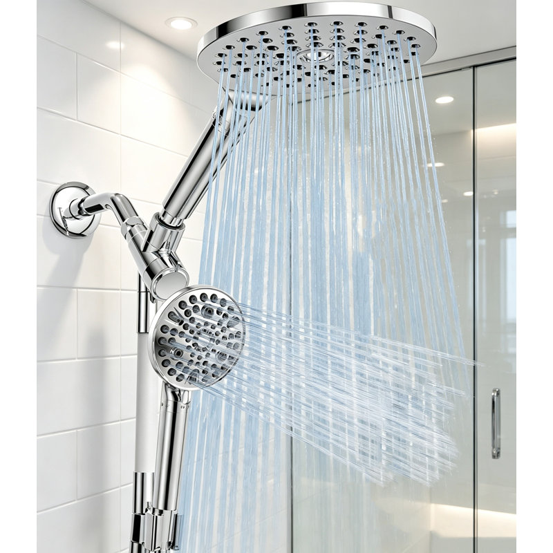 Pomme de douche à pluie double filtrée avec filtre, Chrome chrome