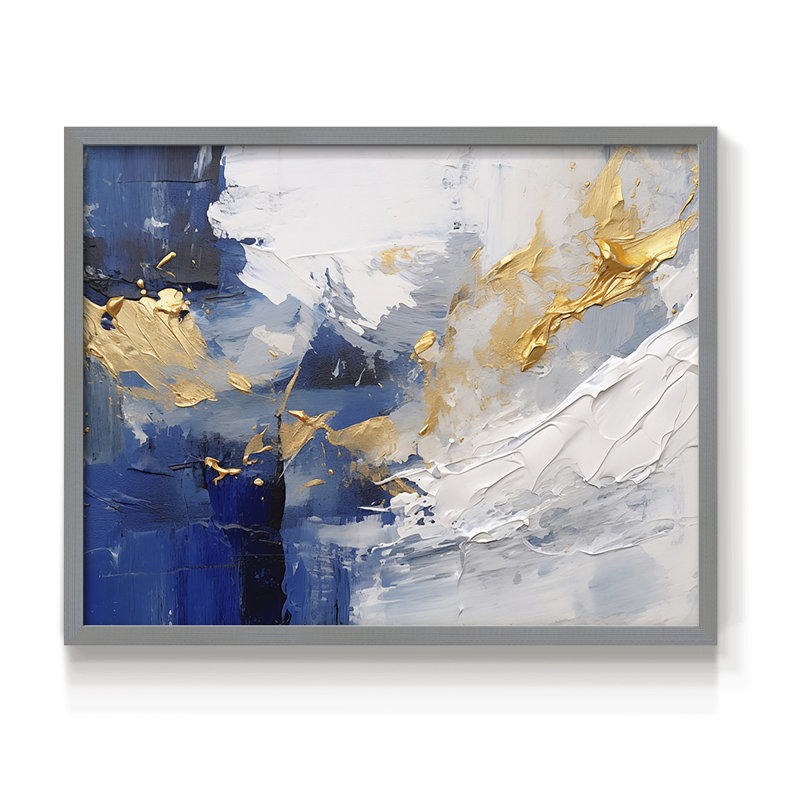 Abstract Series-CLII -Framed Print - Restickable, Grey, 16" H x 20" W
