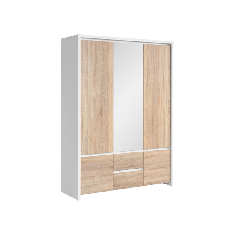 Kaspian 5 Door Manufactured Wood Wardrobe, White/Natural