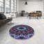 Laine tissée à la machine de style oriental et polyester mauve/bleu Tapis décoratif-111624353