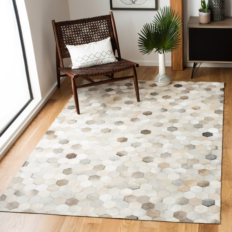Tapis en cuir tissé à la main Cartwright Studio, Rectangle de 5 pi x 8 pi