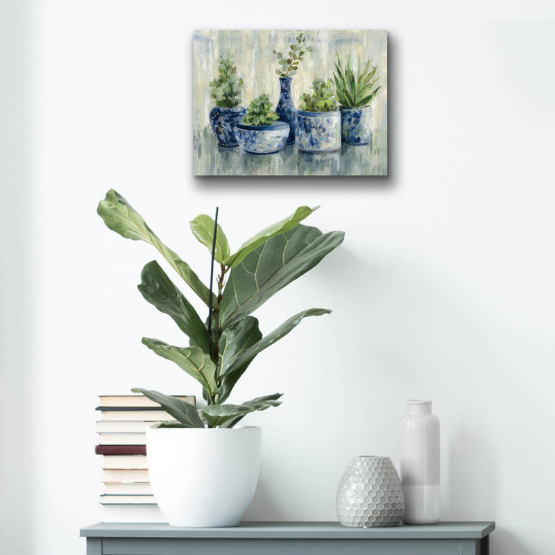 «Chinoiserie Plants» par Silvia Vassileva, art mural en verre acrylique, H 12 po x l 16 po x P 0,13 po