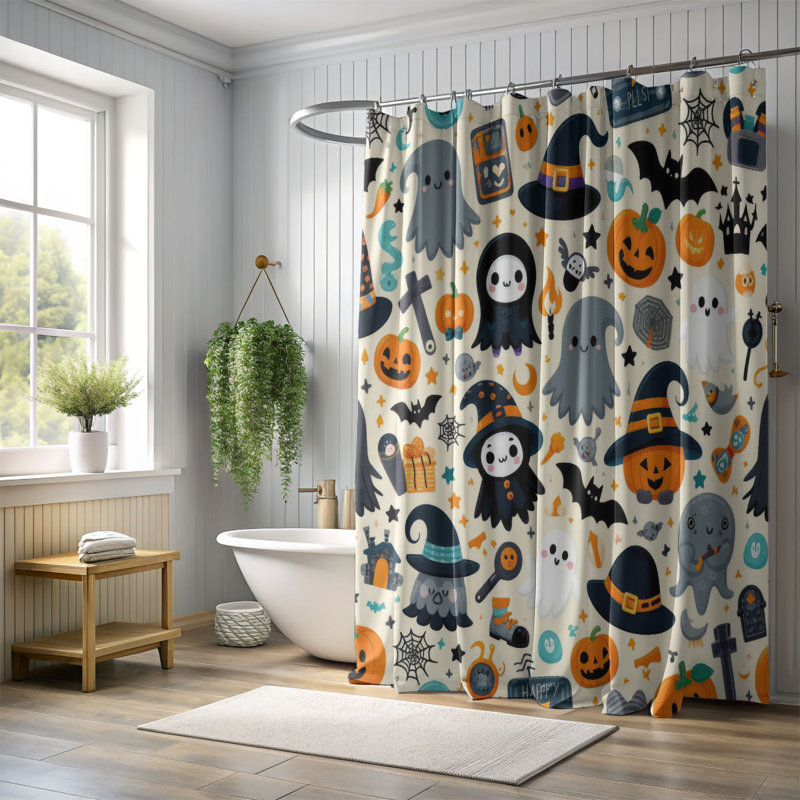 Rideau de douche standard 1 pièce Fright Fest, H 74 po x l 71 po