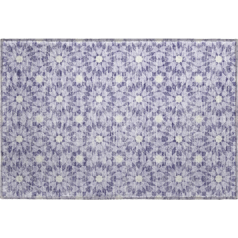 Premium Machine Washable Tweedy Lilac Rug, Rectangle 1'8" x 2'6"