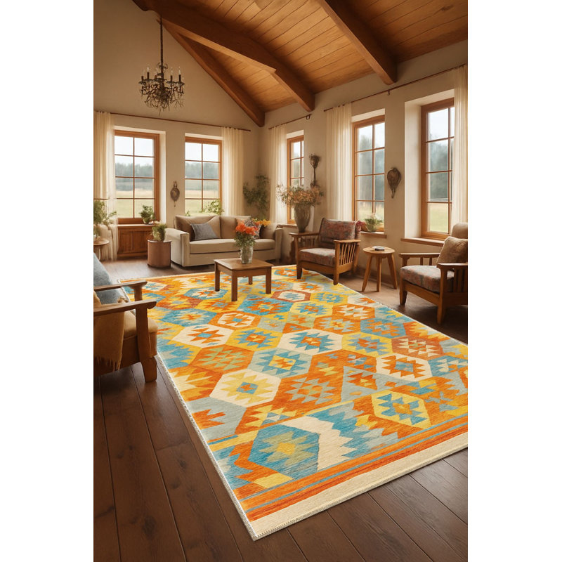Tapis beige tissé traditionnel Mosso, 4'11" x 9'10"