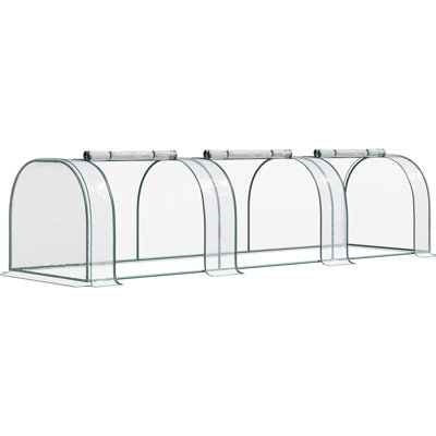 Mini serre portative 11 pi x 3 pi x 2,5 pi avec ventilation à fermeture à glissière, housse de protection et cadre en acier pour le jardinage 11 pi x 3 pi x 2,5 pi, ouvertures, - Construction